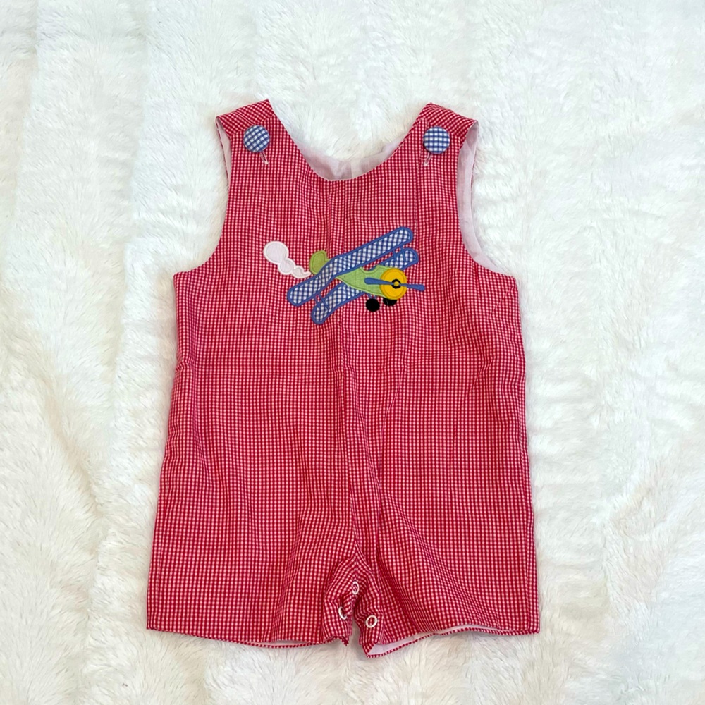 Stellybelly biplane appliqué Jon-Jon—size 12m